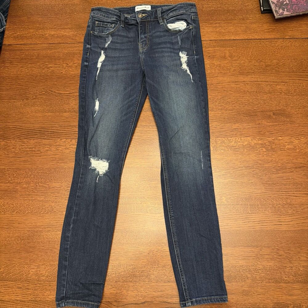 Studio Blue Jeans Womens 27 Blue Skinny Mid Rise Distressed Stretch Denim Pants